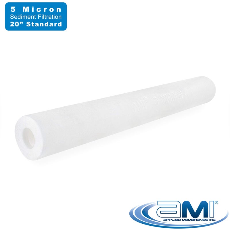 APPLIED MEMBRANES INC. 5 Micron Sediment Filter Replacement 2.5x20 | 20-inch Standard Size Fits All Standard Filter Housing | Removes Rust, Dirt, Sand, Silt, and Suspended Solids | H-F2005CF - Image 2